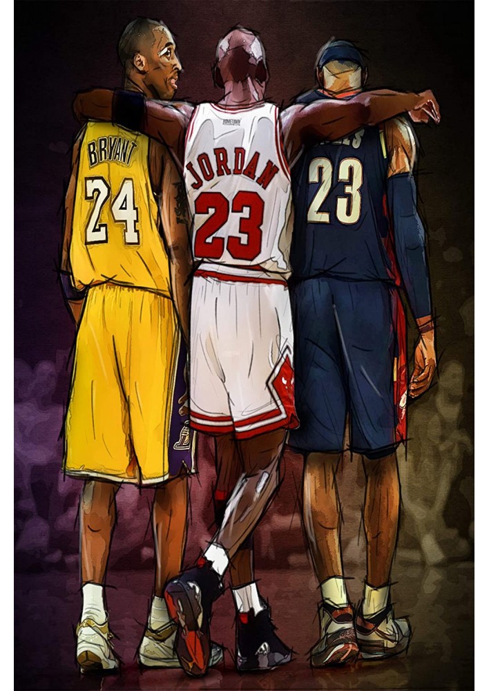 Poster Michael Jordan Kobe et James Legends Fan-Tribute - Affiche ou Cadre