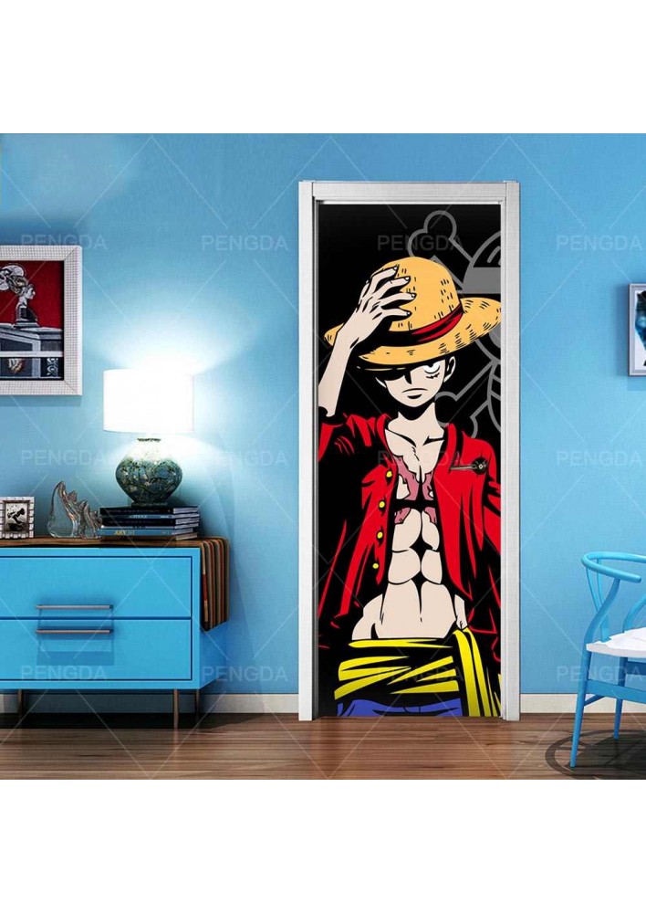Autocollant de porte auto-adhésif Luffy - Poster