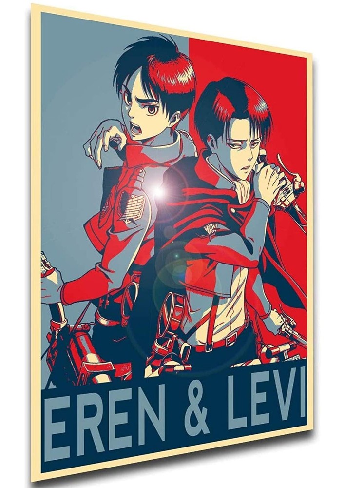 Poster Eren et Levi propaganda - Affiche ou Cadre shingenki no kyogin