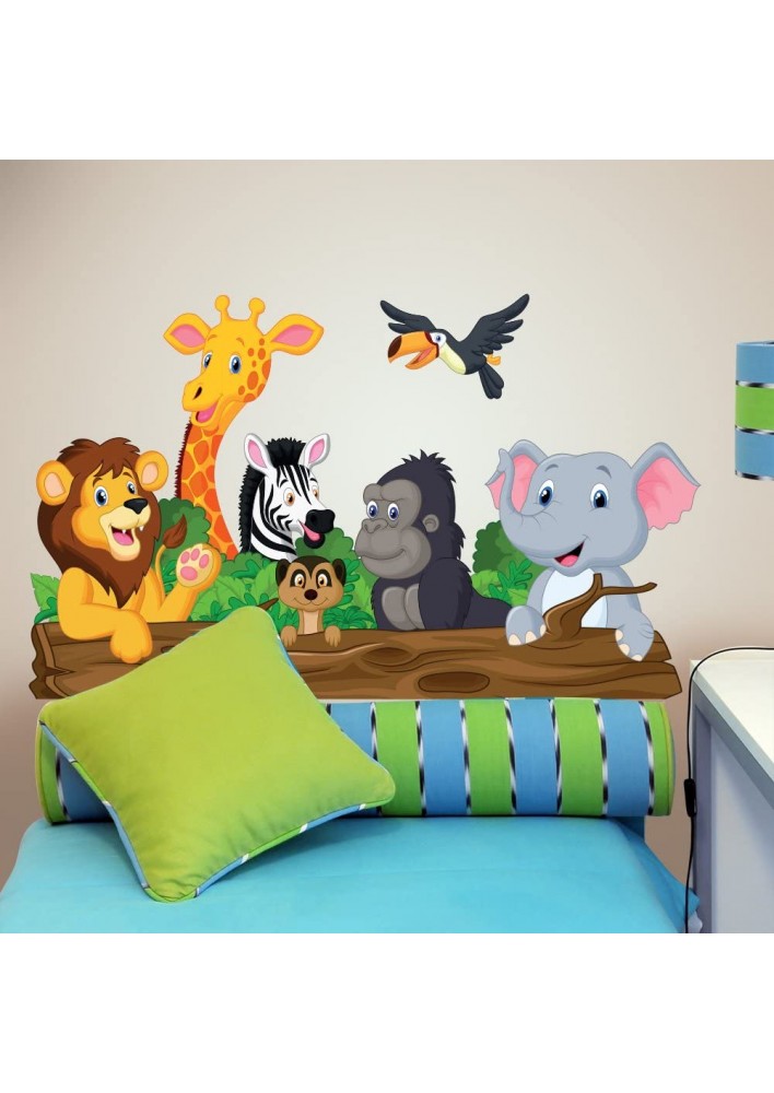 Stickers Muraux Lion Girafe Zèbre Eléphant Décoration Murale Chambre D'enfants Maternelle