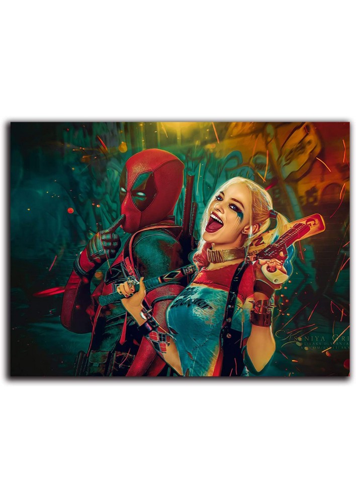 Poster Deadpool et Harley Quinn - Affiche ou Cadre