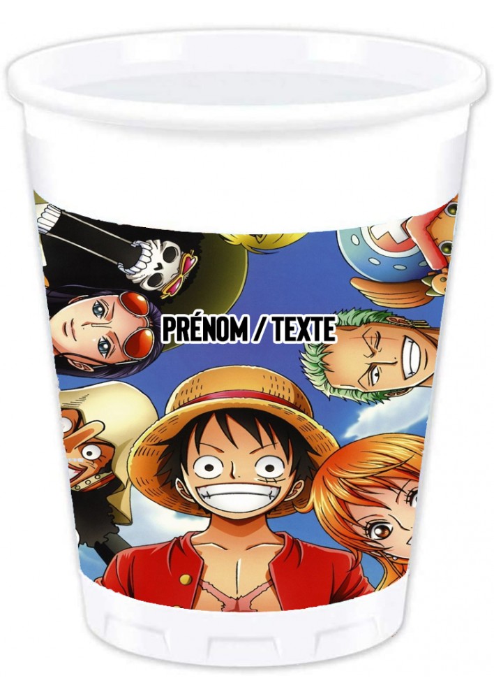 Paquet de 6 Gobelets One Piece - personnalisable avec texte / prénom