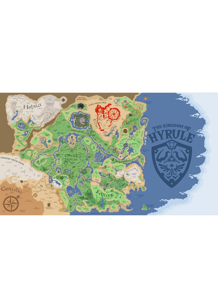 Poster Carte du jeu Zelda BOTW - Affiche ou Cadre Map Breath of the Wild