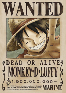 Poster One Piece Monkey D Luffy noir et blanc - Affiche ou Cadre