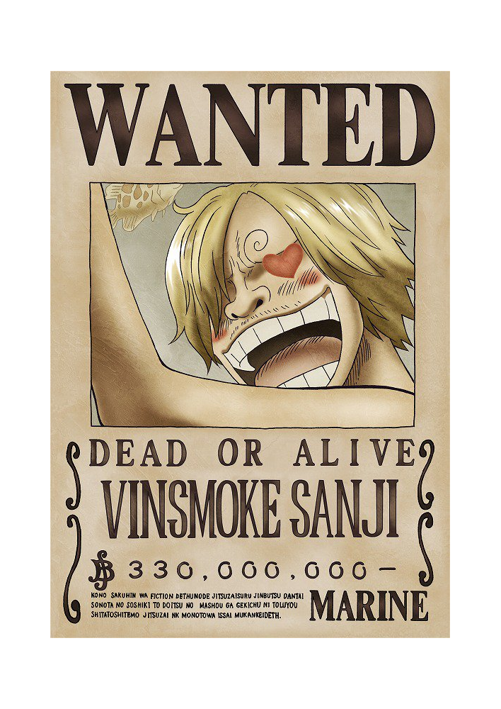 Affiche Sanji Dead Or Alive Wanted - Poster ou Cadre