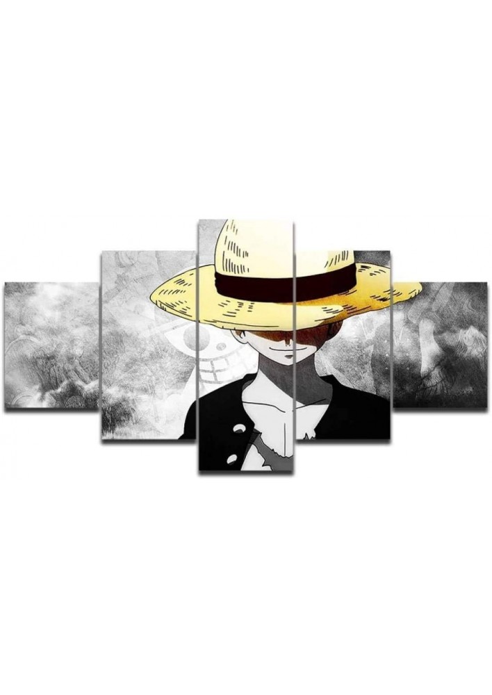Poster géant Luffy chapeau de paille - Tableau sans cadre 5 pièces